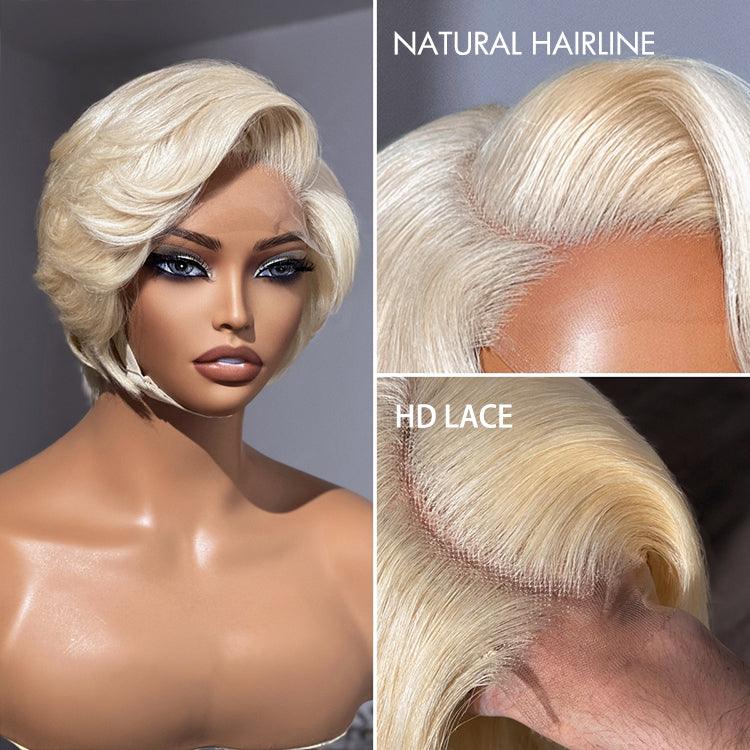 Exclusive Sale | 613 Blonde Pixie Cut Glueless Minimalist HD Lace C Part Short Wig 100% Human Hair