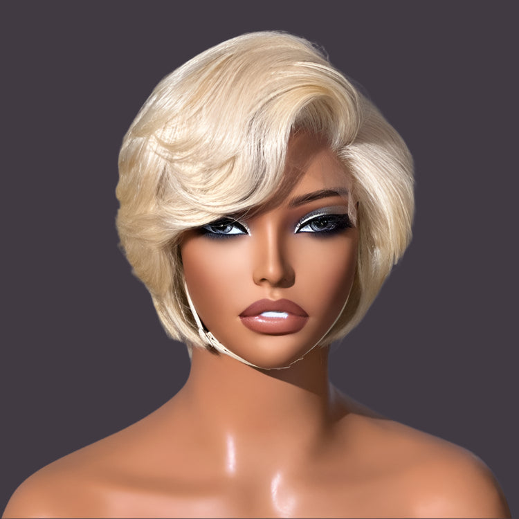 Exclusive Sale | 613 Blonde Pixie Cut Glueless Minimalist HD Lace C Part Short Wig 100% Human Hair