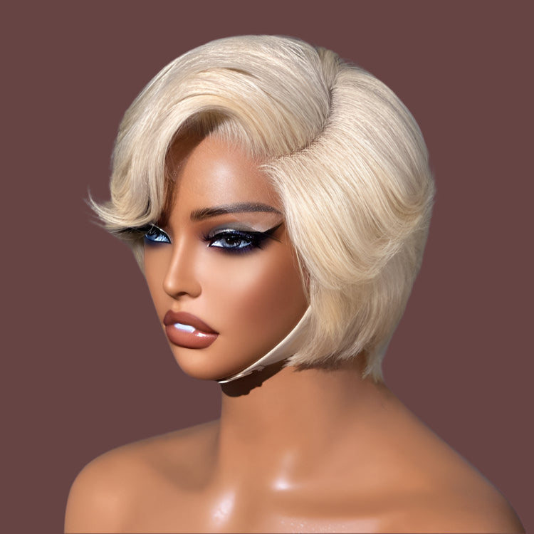 Exclusive Sale | 613 Blonde Pixie Cut Glueless Minimalist HD Lace C Part Short Wig 100% Human Hair