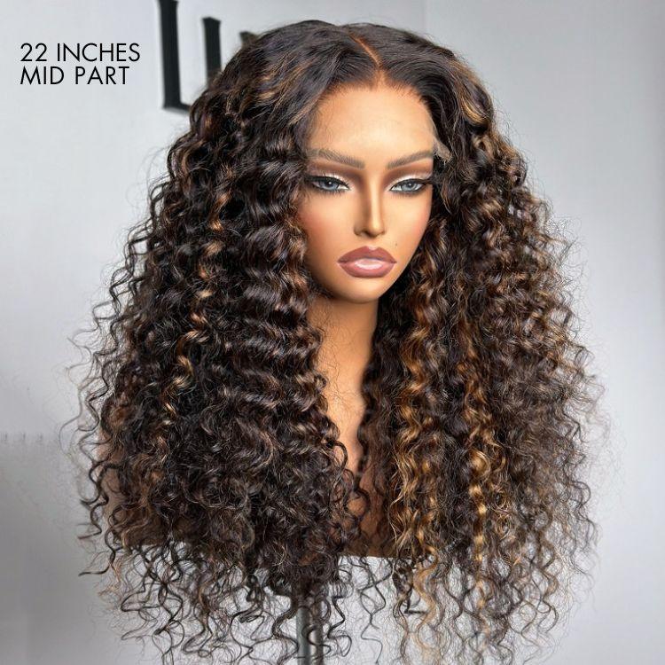 Exclusive Sale |Mahair PartingMax Glueless Wig Chestnut Brown Highlights Funmi 7x6 Closure HD Lace Long Curly Wig Breathable Cap