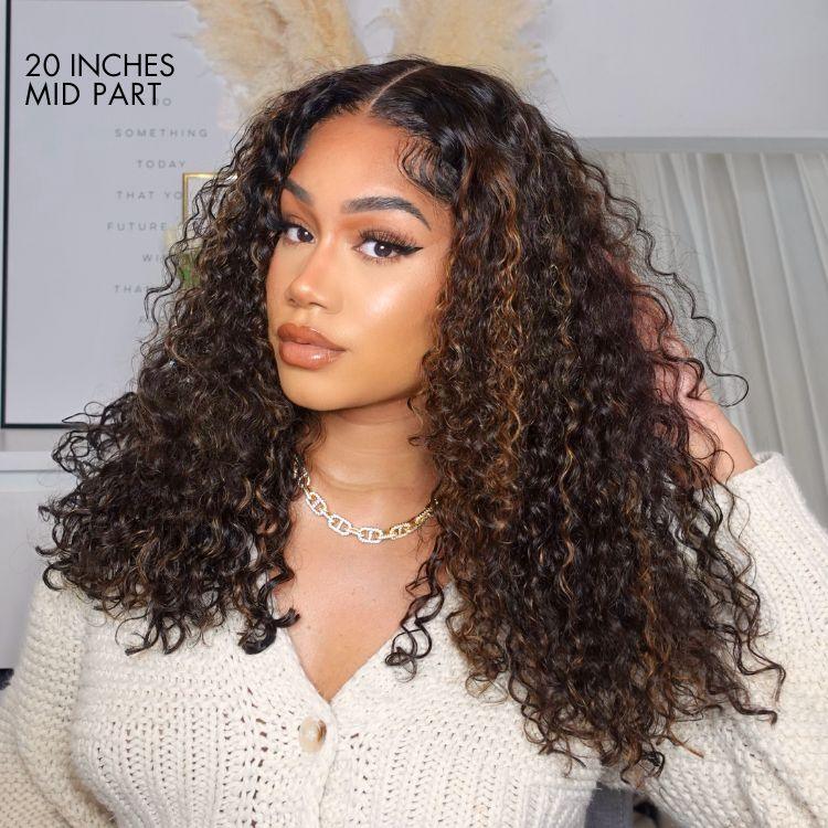 Exclusive Sale |Mahair PartingMax Glueless Wig Chestnut Brown Highlights Funmi 7x6 Closure HD Lace Long Curly Wig Breathable Cap