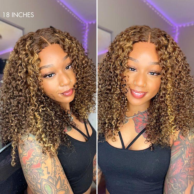 Exclusive Sale | 1 SEC INSTALL WIG | Honey Blonde Highlight Kinky Curly Glueless 5x5 Closure HD Lace Wig Breathable Cap