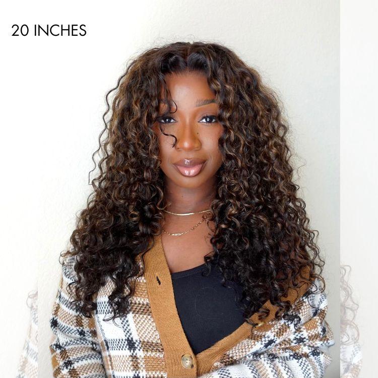 Exclusive Sale |Mahair PartingMax Glueless Wig Chestnut Brown Highlights Funmi 7x6 Closure HD Lace Long Curly Wig Breathable Cap