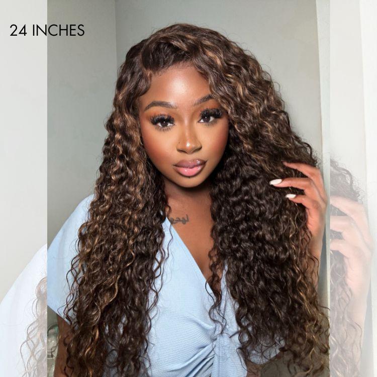 Exclusive Sale |Mahair PartingMax Glueless Wig Chestnut Brown Highlights Funmi 7x6 Closure HD Lace Long Curly Wig Breathable Cap