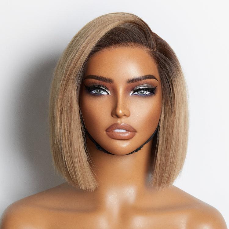 Exclusive Discount | Put On & Go Blunt Cut Straight Bob Minimalist HD Lace Glueless C Part Wig