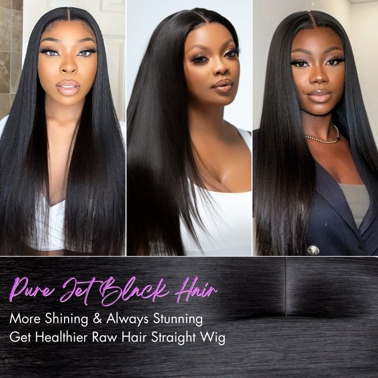 Points Plus Money | PreMax Wigs | Jet Black Middle Part Silky Straight Glueless 5x5 Closure Lace Wig