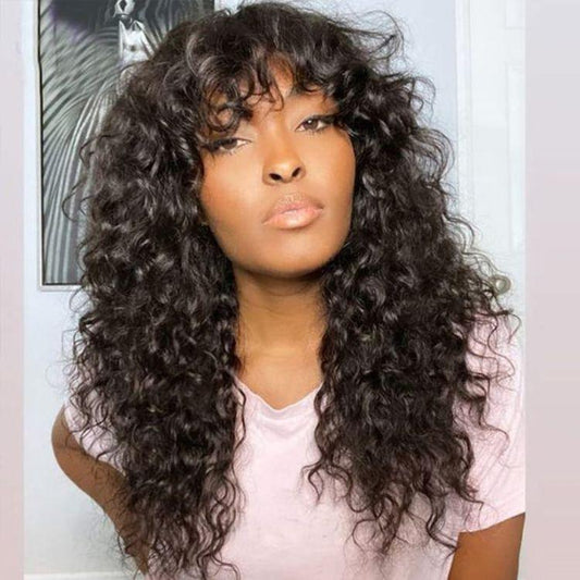 Fantasy Wet and Wavy Glueless Minimalist Lace Wig with Bangs