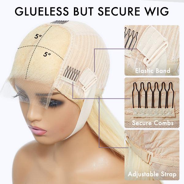 Limited Design | 613 Blonde Curtain Bangs Layered Cut Glueless 5x5 Closure HD Lace Wig