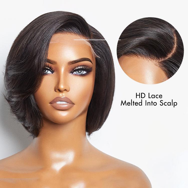 Exclusive Sale | Mature Boss Pixie Cut with Swept Bangs Glueless Minimalist HD Lace Bob Wig